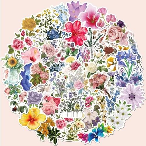 50pcs flowers stickers Toy Graffiti Stickers Waterproof PVC Stickers for DIY Laptop Luggage Bicycle Motorcycle sticker