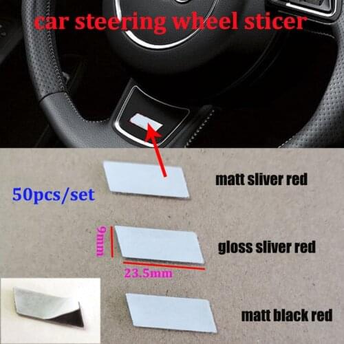 50pcs/set Car Steering Wheel Metal Chrome Aluminium Alloy 3D Emblems Badge Sticker Decals slin-e