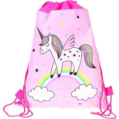 8/16/24/32pcs Rainbow Unicorn Birthday Party Wedding Decoration Supplies Non-woven Fabric Drawstring Bags Storage Bags Gift Bags