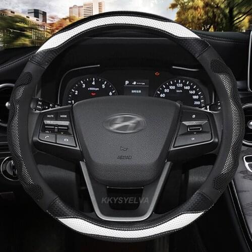PU Leather Car Steering Wheel Cover for Hyundai Solaris Veloster ix35 ix25 Kona Accent i40 Santa Fe ioniq getz Auto Accessories