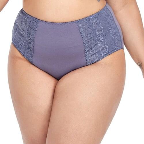 BALDAUREN European /American Plus Size Womens Panties, Soild Lace Mid-Waist Briefs, Comfortable Mommy Cotton Lingerie XL-3XL