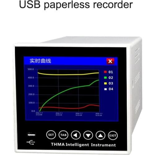 3.5 Inch Touch Screen Paperless Recorder, Temperature Pressure Liquid Level Flow Humidity USB Recorder 2/4/6/8 Channels