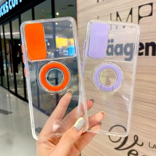 Slide Camera Lens Protection Case for Samsung A32 4G A72 A52 A12 Soft Ring Holder Cover for Galaxy A12 A32 5G Fundas