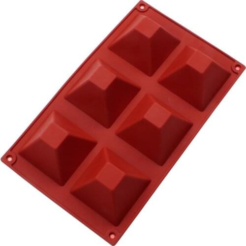 6 Cavity Pyramid Square Silicone Chocolate Cake Mold Pastry Molds Chocolate Jelly Mousse Cake Mould Cake Pan m072