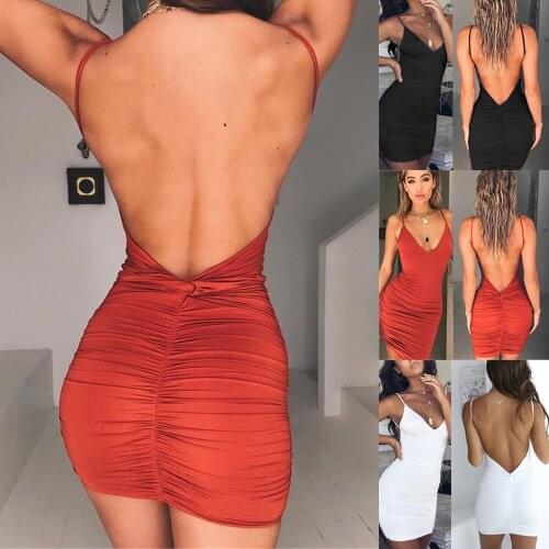 Hirigin Sexy Womens Summer Backless High Draped Slim Bandage Bodycon Evening Party Short Mini Dress