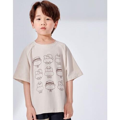 Hollead 4 Color Cartoon Print T-Shirts Boys Girls Cotton Tees Tops Cute Children Clothing Summer Sportswear Fit 3-15 Years