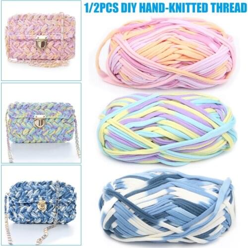 Diy Tool Colorful Print And Dyeing Hand-knitted Thread 30/60 Yard Elastic Cord Woven Thick Wool Crochet Bag For Blanket Thread