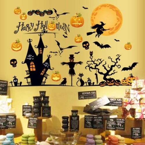 Creative Halloween Pumpkin Wall Sticker Home Decor Electrostatic Stickers Window Background Decoration Removable Wall Sticker