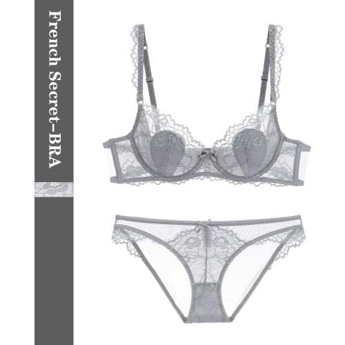 French Style European and American Style Lace Ultra-Thin Bra Set Bra Eyelash Lace plus Size Underwear Women Garter