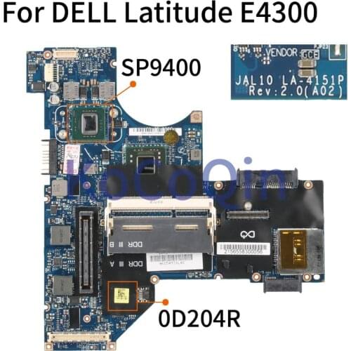 KoCoQin CN-0D204R 0D204R Laptop motherboard For DELL Latitude E4300 Core SP9400 JAL10 LA-4151P Mainboard