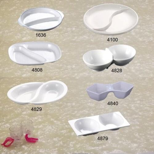 Melamine Dinnerware Double Lattice Dish Fashionable Restaurant Melamine Dish A5 Melamine Tableware Dinner Plate