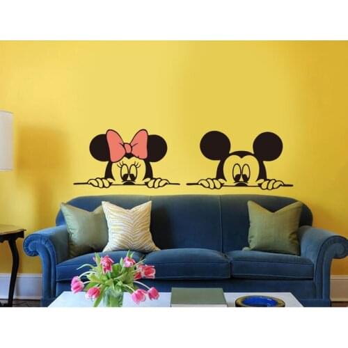 Disney cute cartoon Minnie childrens room bedside decoration wall stickers living room background wall decoration stickers