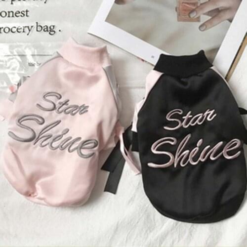 Fashion jacket lace-up satin baseball uniform pet cat clothes princess Yorkshire terrier dog clothes autumn clothes