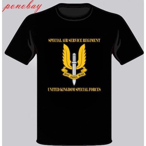 Fashion Summer Straight 100% Cotton New UK SAS Special Air Service Regiment Forces Mens Black T-Shirt Size S-3XL Tee Shirt