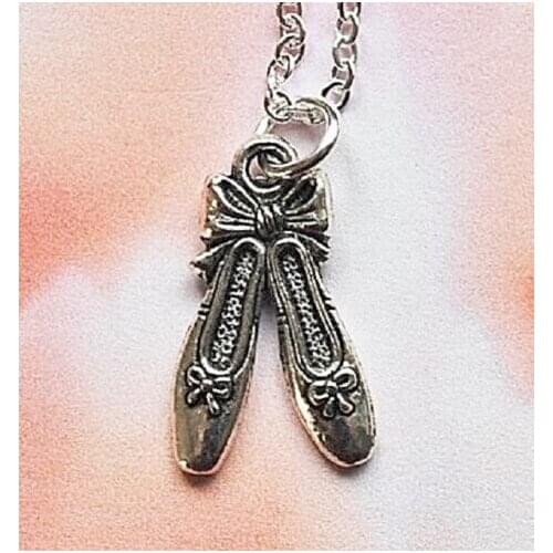 Fashion Jewelry Tibetan silver Ballet Shoes Charms Statement Choker Necklace Pendant Accessories Fast shipping B442