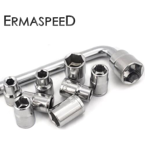 Motorcycle Tools Short Socket Set CRV 8-24mm Deep Socket Adapter For Torque Ratchet Wrench Spanner Car Moto Bicycle Repair Tool