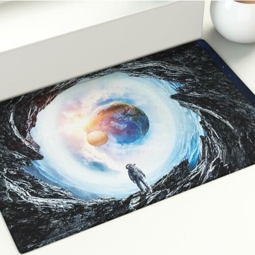 Universe Floor Mat Kitchen Living Room Bedroom Bathroom Rectangular Anti Slip Rugs Astronaut Pattern Printed Carpet