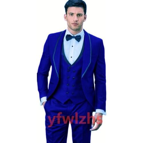 New Arrival One Button Groomsmen Shawl Lapel Groom Tuxedos Men Suits Wedding/Prom Best Blazer ( Jacket+Pants+Vest+Tie) C166