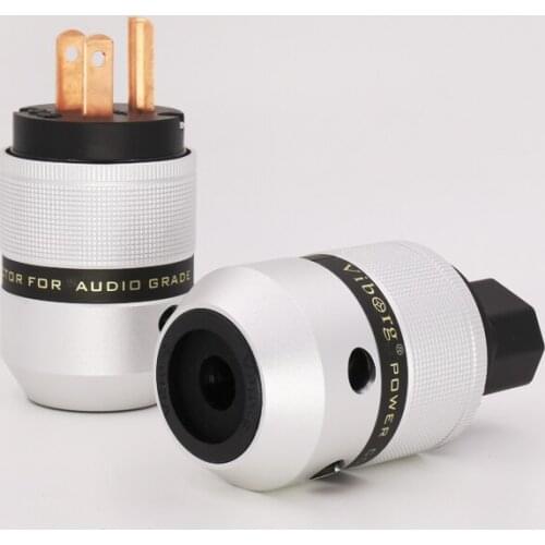 One pair pure copper US AC Power Plug Copper US plug & IEC for DIY audio Power Cord Cable