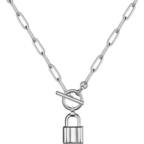 Choker Lock Necklace Layered Chain On The Neck With Lock Punk Jewelry Key Padlock Pendant Necklace For Women Gift