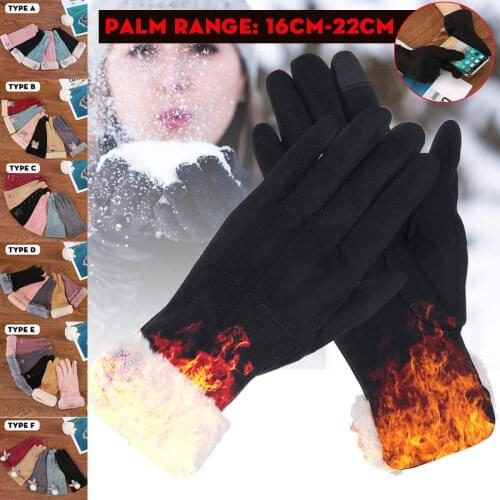Motorcycle Female Winter Thermal Warm Gloves Women Full Finger Gloves Mittens Touch Screen Gloves Imitation Leather Guantes
