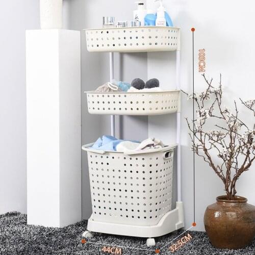 Resin laundry dirty clothes basket pulley multi-layer clothes storage basket combined type storage box shelf Free shipping