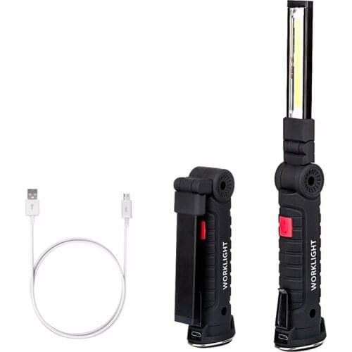 Portable LED flashlight work light USB flashlight magnetic rechargeable COB hook outdoor car repair flashlight