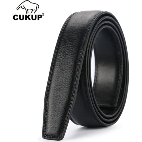 CUKUP 3.1cm Width Real Cow Genuine Belts Strip Only for Men Black Color Cow Skin Leather Automatic Without Buckle 130cm NCK1062