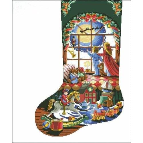Christmas Socks Art Cross Stitch Kits Crafts Top Quality Embroidery Needlework DIY 14CT Unprinted Decor Handmade