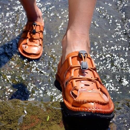 Men Summer Shoes Sandals Mens White Sandals Large Summer Men Beach Leather Sandalias De Cuero Para Hombre Sandalhas Masculina