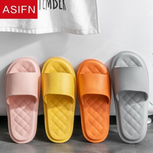 ASIFN Comfortable Summer Womens Home Slippers Non-slip Bathroom House Slides Couple Indoor Soft Bottoms Bath Men Women Shoes