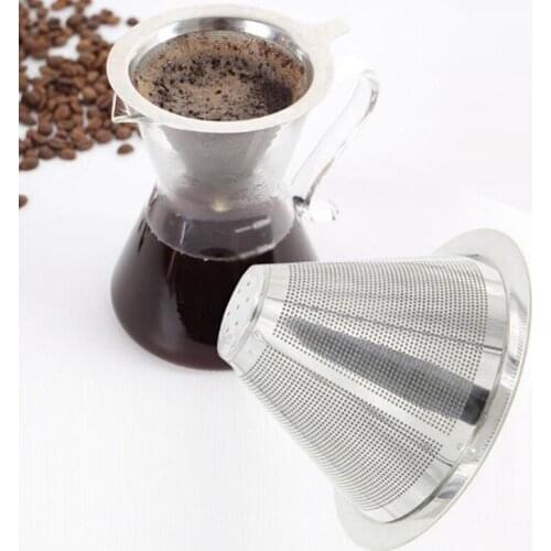 Stainless Steel Fine Mesh Strainer Coffee Filter Basket Pour Over Coffee Cone Dripper Cocktail Strainer Bar Bartender Tool