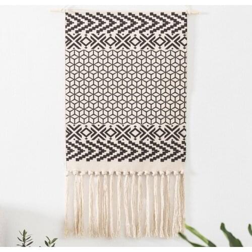 Nordic Geometric Handmade Tapestry Wall Hanging Macrame Home Decor Retro Nordic Door hang Craft Handcrafted Indian Decor 70*50cm