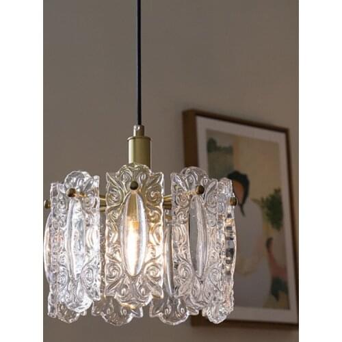 French style light luxury bedroom living room dining room bar hanging lamps art hand-carved cloud glass led chandelier