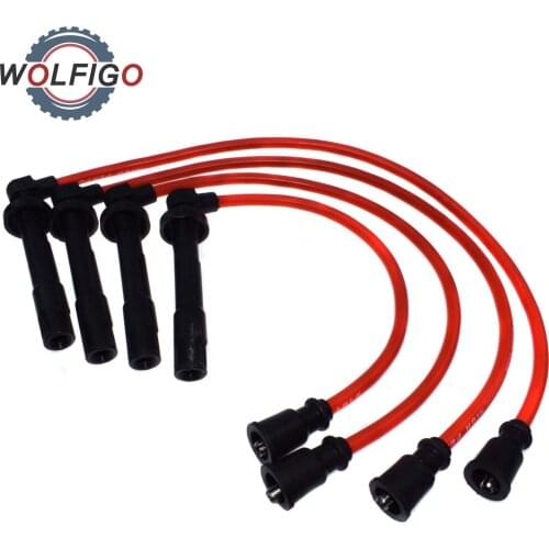 WOLFIGO 4 Pcs Spark Plug Wires Silicone for Dodge Hyundai Elantra Sonata Kia Optima Mitsubishi Galant Mirage Plymouth 4G61 4G64