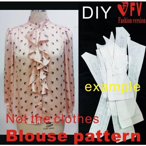 Ladies clothing ruffled small stand-up collar shirt pattern 1:1 cutting design drawing BCY-4