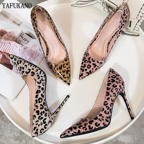 High Heels Women Leopard Print Sexy Pointed Toe Thin Heels Female Pumps 2020 New Brand Design Lady Party Dress Shoes Size 33-40