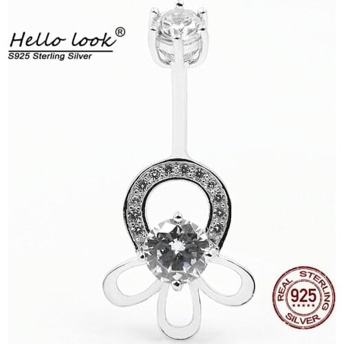 HelloLook Flower Belly Button Ring 925 Sterling Silver Navel Piercing Wedding Body Jewelry Women Anti-allergy Belly Piercing New