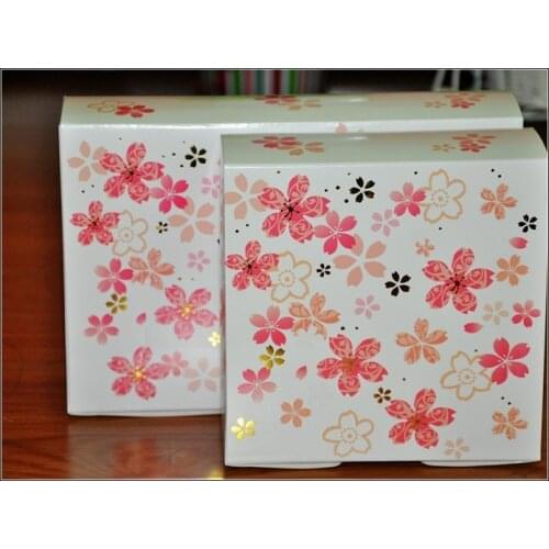13.5*13.5*5cm. Wholesale pink cherry blossom Cake Box,food box .DIY packing.100piece\lot