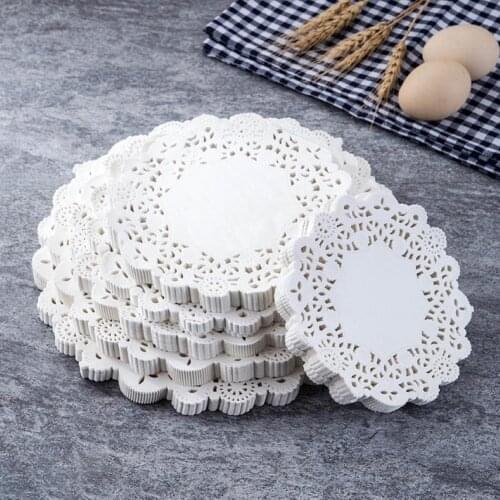2019 100Pcs Round Paper Lace Doilies Cake Placemat Party Wedding Baking Desssert Decoration New