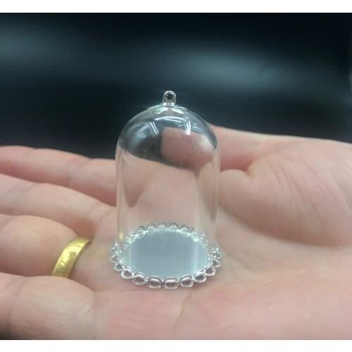 38x25mm hollow tube glass jars with double lace tray base beads cap lid set glass vials pendant glass bottle necklace findings