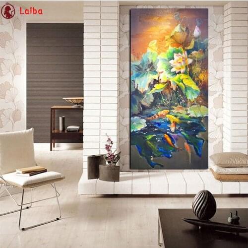 3d round square diamond embroidery Chinese style Abstract Koi Fish Landscape Diy full diamond painting stitch cross mosaic