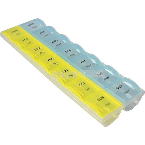 7 New Arrive Portable 7 Day 14 Slots Pill Storage Box Weekly Medicine Organizer AM/PM Detach Case