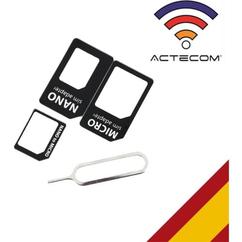 ACTECOM Kit Adaptador Tarjeta NANOSIM MICROSIM SIM para iPhone SE 4 4S 5 5S 5C 6 6S 6 Plus Y 6S Plus