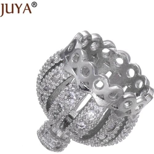 Accessories For Jewelry Making 10 pcs Wholesale High Quality Copper Zircon 13mm Crown Tassel Beads Caps DIY Earrings Necklace