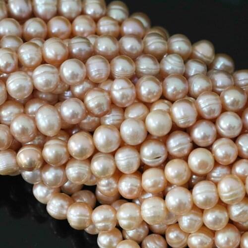 Fashionable powdery purple natural near round freshwater pearl 9-10 mm loose beads ex-factory price diy jewelry making 14 inches
