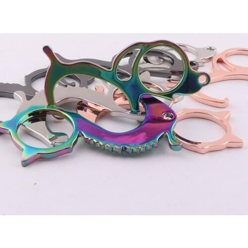 Cat Dog Door Opener,Sturdy smooth Keychain Door Puller,Zinc alloy Hygenic Button Pusher,Contactless door opener,Seahorse