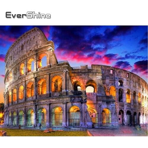 EverShine Diamond Embroidery Landscape Cross Stitch Diamond Mosaic Building Full Square Beaded Embroidery Rhinestones Handicraft