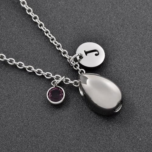 Hot Sale Water Drop DIY Stainless Steel Memorial Ash Keepsake Cremation Jewelry Pendant Necklace Women
