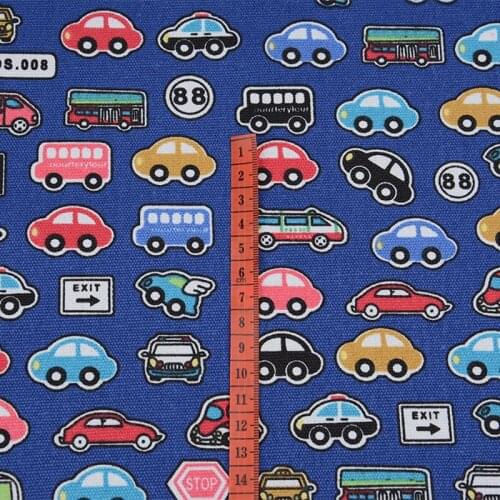 Good Cotton Canvas Fabric for Bag Cartoon Car Bus Printed Canvas Cotton Fabric Sewing patchwork Diy Sofa/table Cloth